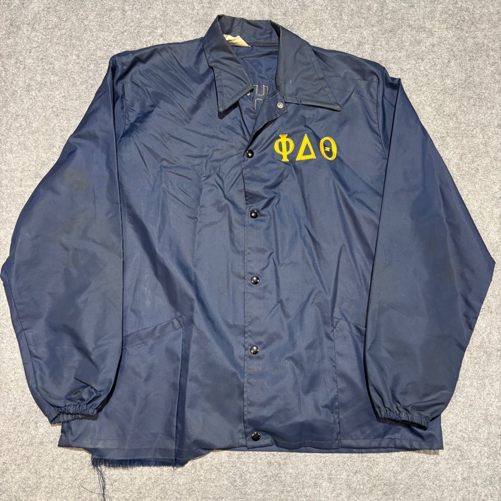 Vintage Apollo by Holloway Michigan Phi Delta Theta Coach Jacket Navy Blue Large